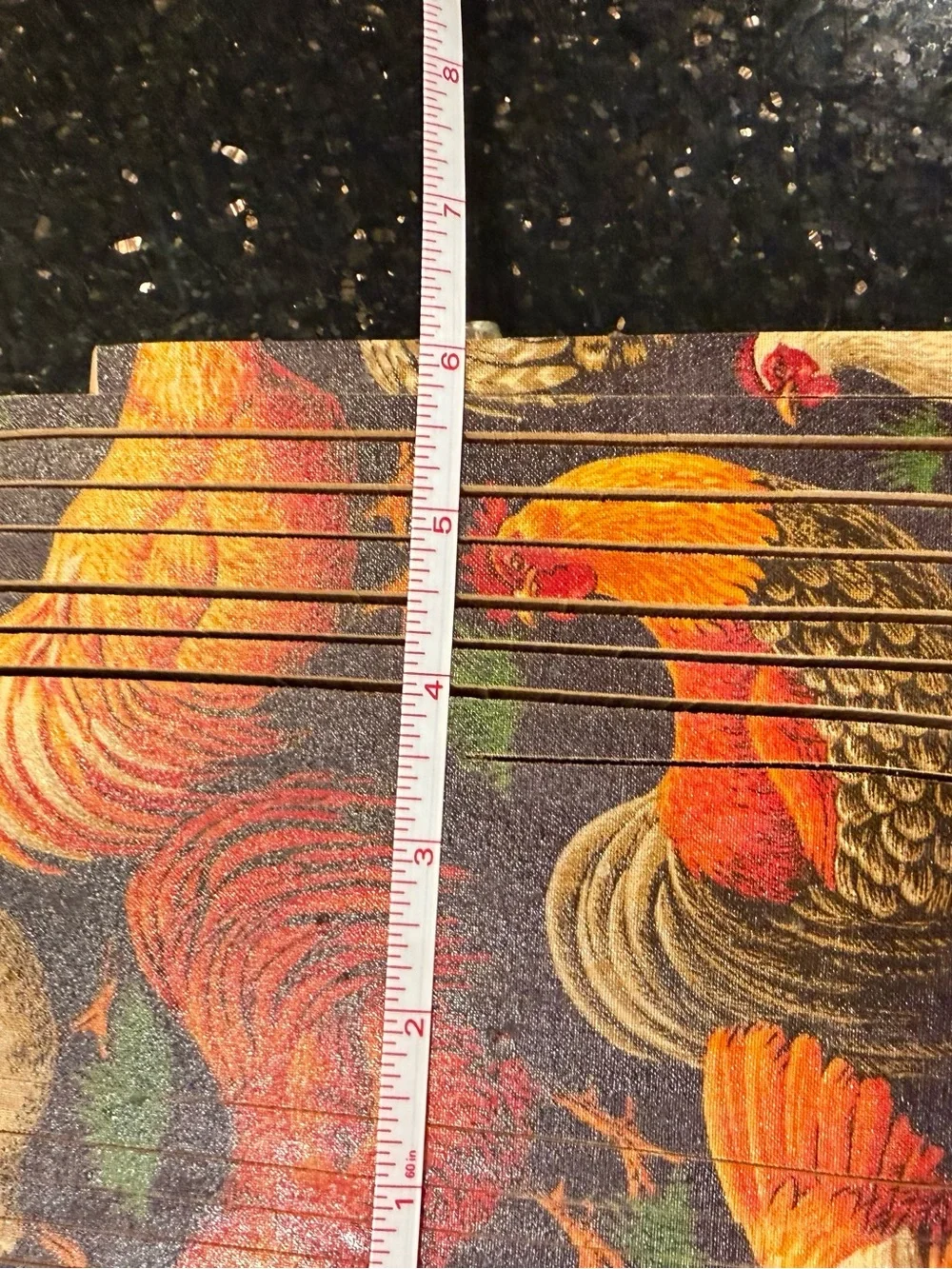 RMS Traditions Unique Handcrafter Folding Wood Basket Rooster Chicken Country
